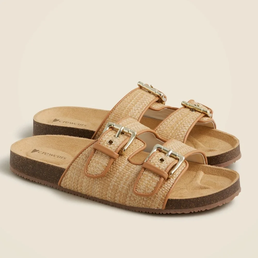 New CREWCUTS JCREW Girls Size 11 K11 Buckle-Strap Sandals in Natural $65 BT233